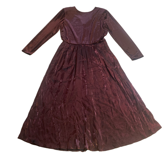 Molly Malloy Dresses & Skirts - Molly Malloy Y2K Burgundy Velvet Satin Fit Flare Dress Long Sleeve Party 14